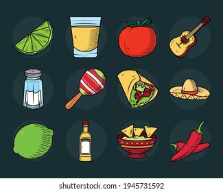 mexican food and icons collection