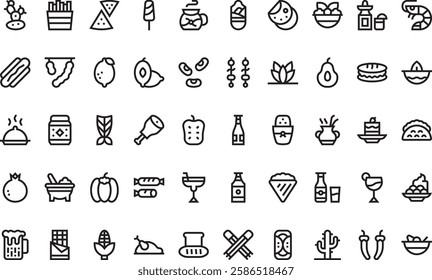 Mexican food icons High-Quality Vector Icons Collection with Editable Stroke. Ideal for Professional and Creative Projects.