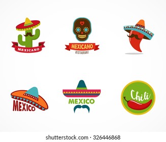 Mexican food icons, menu elements for restaurant 