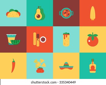 Mexican Food Icons For Web, Graphic And Logo Design