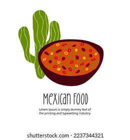 Mexican food illustration Chili Con Carne isolated on white background