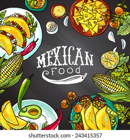 mexican food- illustration on the chalkboard