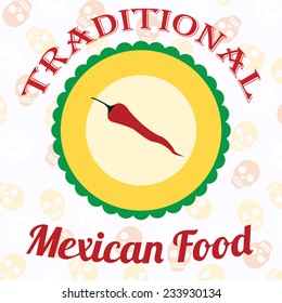 Mexican Food illustration over color background