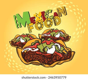 Mexican Food Illustration, Mexican Tacos