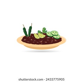 Mexican Food Illustration Vector Set, Mexican Delicious Food Template. Traditional Tasty Salsa Drink With Vegetable Spicy Isolated Illustration Element.