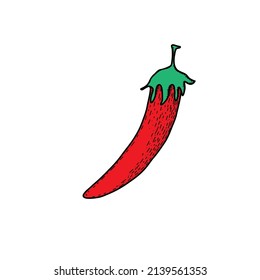 Mexican food. Jalapeno. Hand drawn  vector illustration in doodle style.