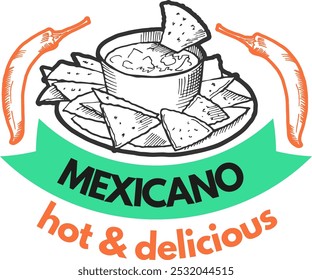 Etiqueta de comida mexicana. Logotipo de cocina de comida rápida