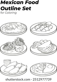 Mexican Food Lineart Outline Coloring Page