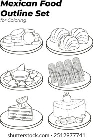 Mexican Food Lineart Outline Coloring Page