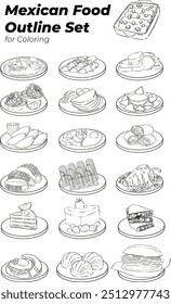 Mexican Food Lineart Outline Coloring Page