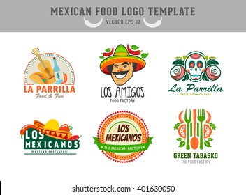 Mexican food logo. Badges, labels, logotype for Mexican food. Mexican vector logo design template 