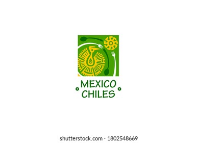 Mexican food logo. Vector logo design template. Mexican green logo food Healthy background. Ethnic isolated vector logo design. 