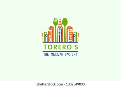 Mexican food logo. Vector logo design template. Mexican green logo food Healthy background. Ethnic isolated vector logo design. 