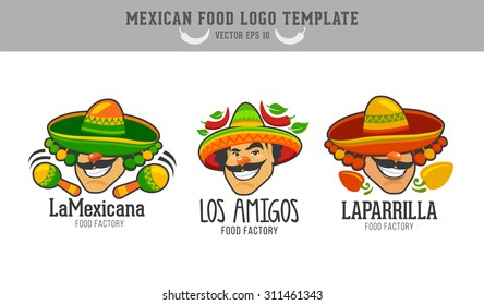 Mexican Food Logo. Vector Logo Design Template. Male With Taco