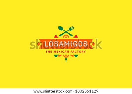 Mexican food logo. Vector logo design template. Mexican green logo food Healthy background. Ethnic isolated vector logo design. 