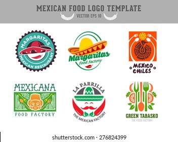 Mexican food logo. Vector template. Mexican Symbol, logo illustration. Design element. Business illustration. Healthy food. Symbol set.