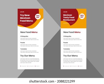 Mexican food menu roll up banner design template. special Mexican food restaurant flyer design template. cover, roll up banner, poster, print-ready