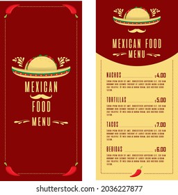 Mexican food menu - Vector ilustration