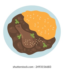 mole de comida mexicana e ilustración de arroz