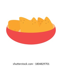 mexican food nachos in bowl traditional flat icon vector illustration