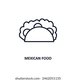 mexican food outline icon.  Thin line icon from bistro and restaurant collection. Editable vector isolated on white background