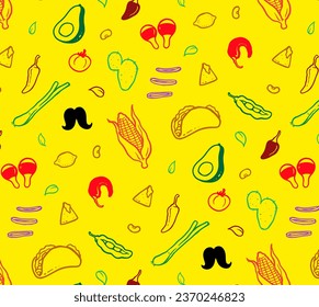 Mexican food pattern background vector