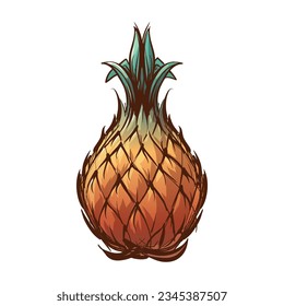 Mexican food Pineapple. Colored sketch isolated on white background. EPS10 vector illustration