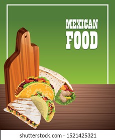 mexican food poster with tacos vector illustration design