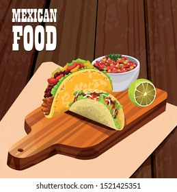 mexican food poster with tacos vector illustration design