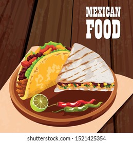 mexican food poster with tacos vector illustration design