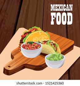 mexican food poster with tacos vector illustration design