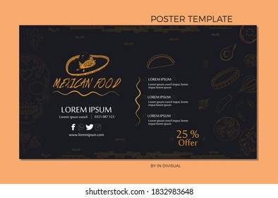 mexican food poster template in vector 