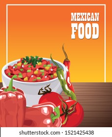 mexican food poster with vegetables vector illustration design