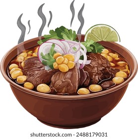 Mexican Food Pozole vector art Illustration   