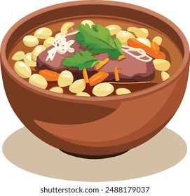 Ilustración de Arte vectorial de Pozole de comida mexicana   