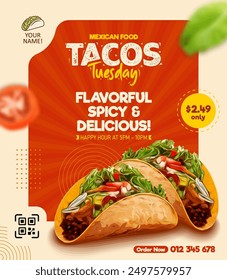 Mexican food promotion vector design post, flyer and social media banner post template