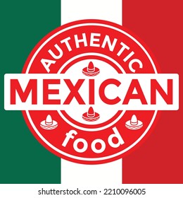 mexican food, red rubber stamp, vector illustraion