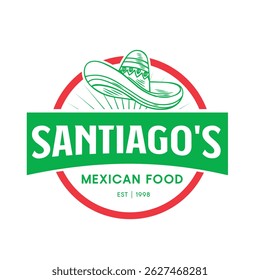 Mexican Food Restaurant Logo in Red, Green and White