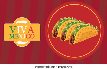 mexican food restaurant poster with lettering and tacos vector illustration design