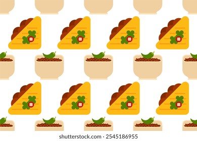 Mexican food seamless pattern background template. Seamless pattern background with food icon element design assets