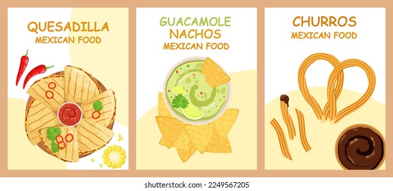 Mexican food. A set of illustrations. Posters. Menu.
