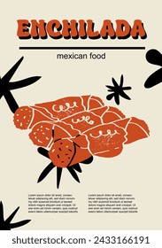 Mexican food set vector illustration. Engraved enchilada, bundle of traditional dishes, homemade and restaurant dinner dishes and sauces cooking in cuisine of Mexico
