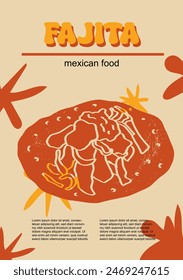 Mexican food set vector illustration. Engraved fajita, bundle of traditional dishes, homemade and restaurant dinner dishes and sauces cooking in cuisine of Mexico