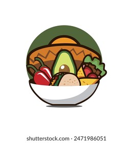 MEXICAN FOOD SOMBRERO HAT LOGO VECTOR ILLUSTRATION