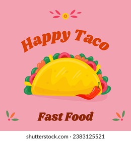 Mexican Food Taco Concept Vector  Illustration