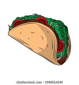 mexican food taco icon isolated