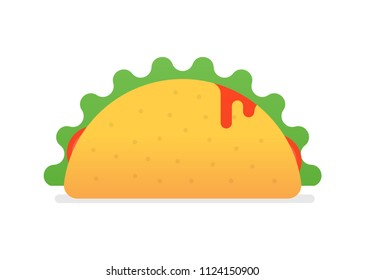 Mexican Food Taco Vector Illustration. Traditional Taco Design Isolated on White