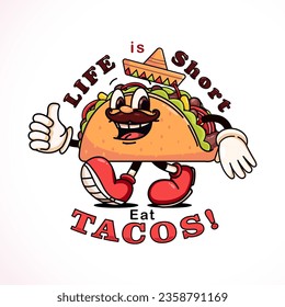 Mexican food tacos with cartoon mascots. Perfect for logos, mascots, t-shirts, stickers and posters