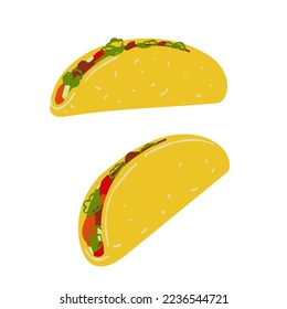 Mexican food tacos illustration isolated on white background