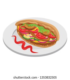 A mexican food tacos, tortilla sandwich flat icon.